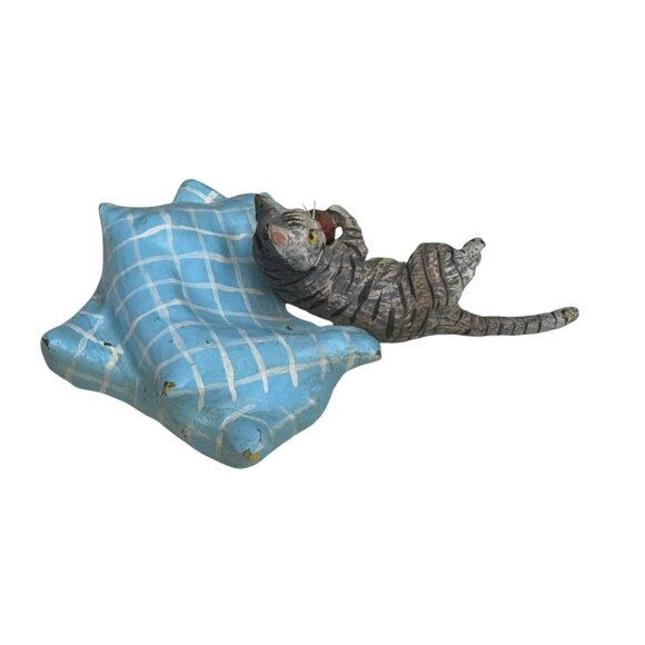 Vintage Franz Bergmann Cold Painted Bronze Cat Playing On Pillow - Picture 7 of 7